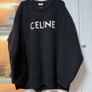 Celine Black Sweater with White Logo